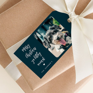 Étiquettes-cadeau Photo de Noël d'animal de compagnie drôle