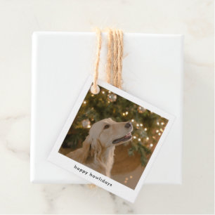 Étiquettes Cadeau Photo de Noël de chien drôle personnalisée
