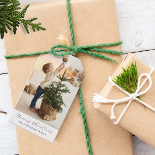 Étiquettes-cadeau Photo de Noël minimaliste Joyeux Noël