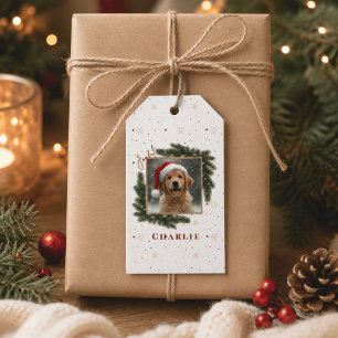 Étiquettes-cadeau Photo de Noël personnalisé pour animaux de compagn