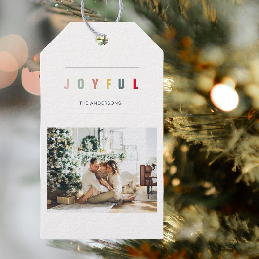 Étiquettes-cadeau Photo de Noël simple et moderne | Joyeuses vacance
