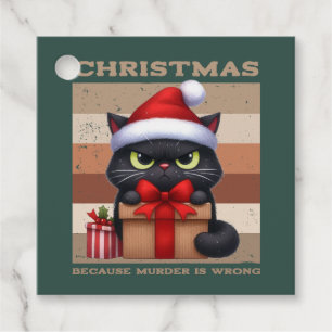 Étiquettes Cadeau Photo de vacances de Noël drôle de chat moderne mo