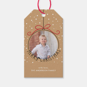 Étiquettes-cadeau Photo faite sur commande Tan et Noël noir
