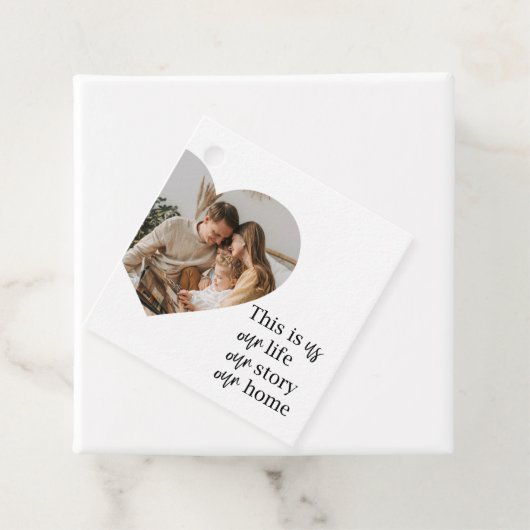 Étiquettes Cadeau Photo Famille Couple Moderne & Citation Famille Ca (En situation)