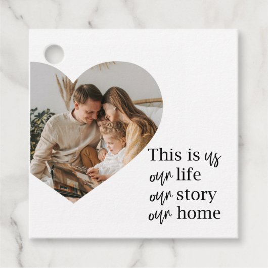 Étiquettes Cadeau Photo Famille Couple Moderne & Citation Famille Ca (Devant)