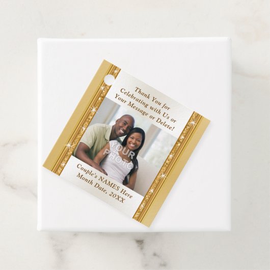 Étiquettes Cadeau PHOTO Faveurs de mariage personnalisées pas chères (En situation)