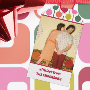 Étiquettes-cadeau Photo géométrique style années 1970