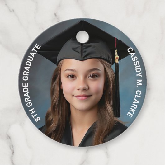 Étiquettes Cadeau Photo minimaliste 8e année (Devant)