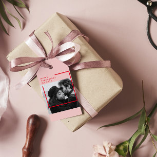 Étiquettes-cadeau Photo moderne Cadeau de Valentines Rouge et Rose