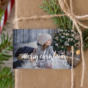 Étiquettes-cadeau Photo moderne du manuscrit de Joyeux Noël