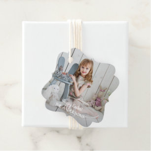 Étiquettes Cadeau Photo moderne minimaliste Joyeux Pâques