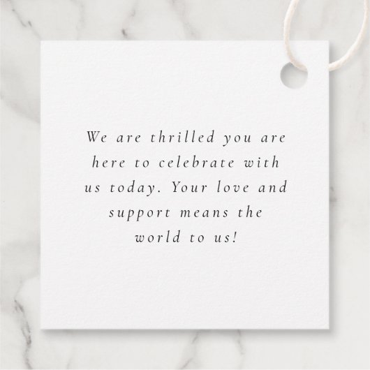 Étiquettes Cadeau Photo Overlay Love et Merci Mariage de script (Dos)