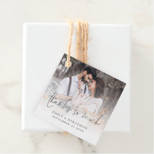 Étiquettes Cadeau Photo Overlay Merci tant de Mariage de script