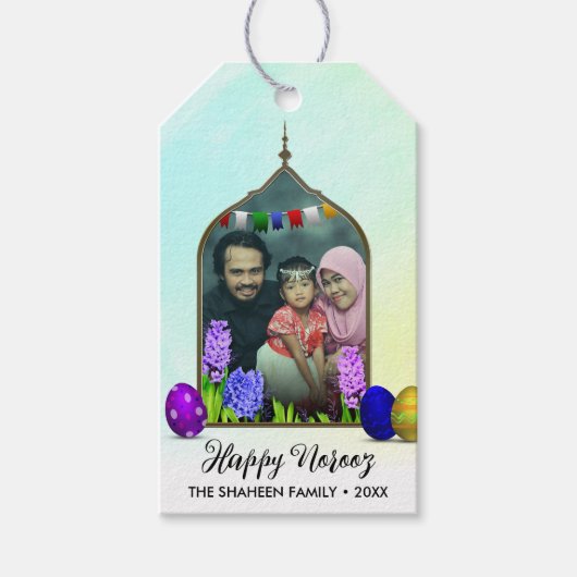 Étiquettes-cadeau Photo Pastel Joyeux Norooz Fleur de menthe Oeuf co (Devant)