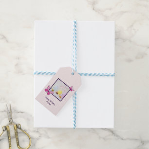 Étiquettes-cadeau Photo Personnalisée Moderne Rose Blush Joyeux Anni
