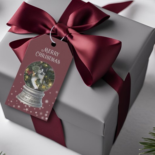 Étiquettes-cadeau Photo Red Snowglobe Snowflon