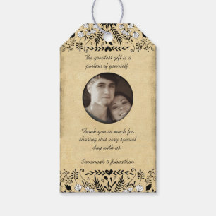 Étiquettes-cadeau Photo Rustic Floral Mariage Merci
