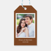 Étiquettes-cadeau Photo Script Minimaliste Terracotta Mariage Faveur (Dos)