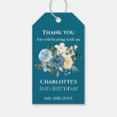 Étiquettes-cadeau Photo turquoise 2e anniversaire Collage bleu jaune (Dos)