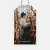 Étiquettes-cadeau Photo, White Modern Script Wedding Enregistrer la  (Dos)