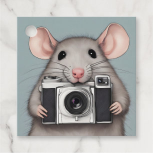 Étiquettes Cadeau Photographe de Cute Rat