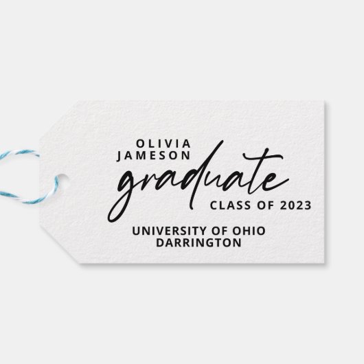 Étiquettes-cadeau Photographie manuscrite de script d'un diplômé mod (Dos Horizontal)