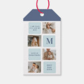 Étiquettes-cadeau Photos de Collage moderne Bleu Meilleurs Pères Cad (Devant)