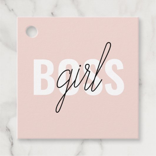 Étiquettes Cadeau Phrase moderne Pastel Rose fille Boss Phrase (Devant)
