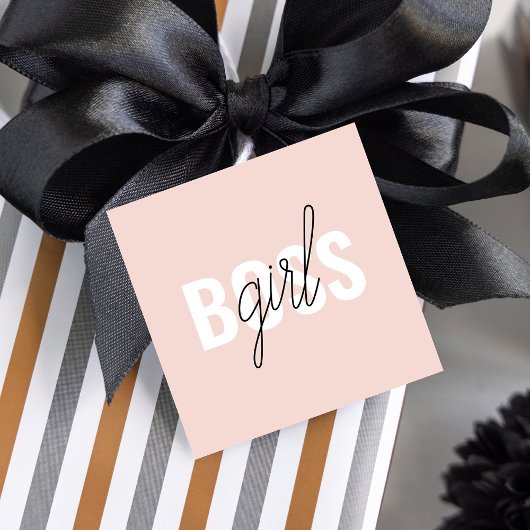 Étiquettes Cadeau Phrase moderne Pastel Rose fille Boss Phrase