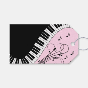 Étiquettes-cadeau Piano Keyboard Black and White Music Design Pink