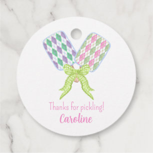 Étiquettes Cadeau Pickleball Paddles de Jacquard d'aquarelle Preppy