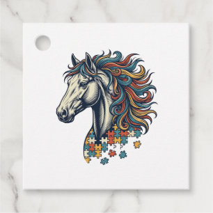 Étiquettes Cadeau Pièce de puzzle de cheval coloré T-Shirt gravure v
