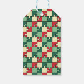 Étiquettes-cadeau Pièces de puzzle géométrique rouge vert Motif (Dos)