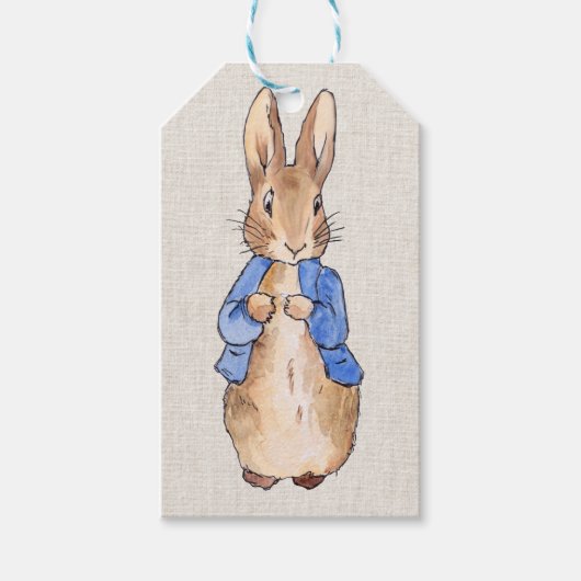 Étiquettes-cadeau Pierre avec Arrière - plan de lin beige (Devant)