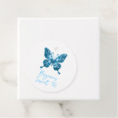 Étiquettes Cadeau Pierre de naissance de mars Cristal Bleu Papillon  (En situation)