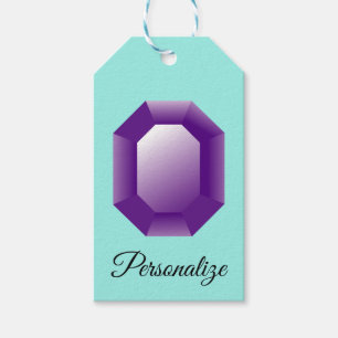 Étiquettes-cadeau Pierre précieuse améthyste violette personnalisée