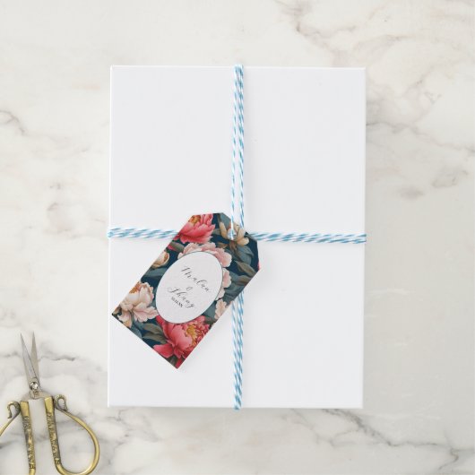 Étiquettes-cadeau Pies roses et blanches Mariage oriental (Avec de laficelle)