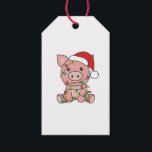 Étiquettes-cadeau Pig Christmas Winter Animals<br><div class="desc">The pig at Christmas with fairy lights. Funny animals with toxits and snow for the holidays. A sweet Christmas greeting. Pigs are cute animals et perfect pour Christmas.</div>
