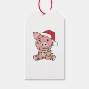 Étiquettes-cadeau Pig Christmas Winter Animals
