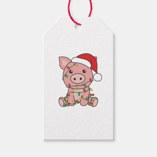Étiquettes-cadeau Pig Christmas Winter Animals (Devant)