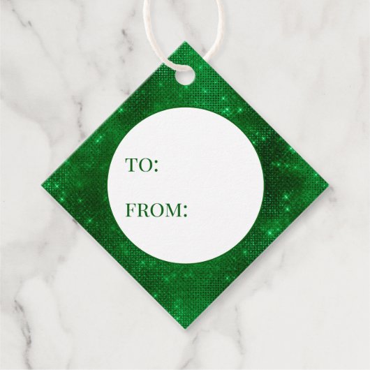 Étiquettes Cadeau Pile vert étincelant à partir (Devant)