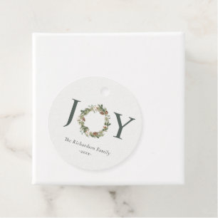 Étiquettes Cadeau Pin de coton rustique Joie Merriest Christmas Wrea