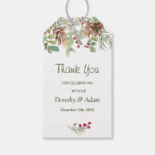 Étiquettes-cadeau Pin vert hiver Mariage Merci (Devant)