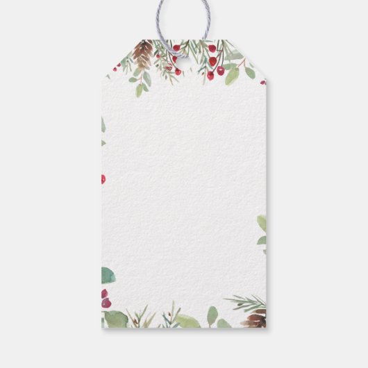 Étiquettes-cadeau Pin vert hiver Mariage Merci (Dos)