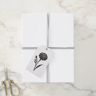 Étiquettes-cadeau Pinceau à encre Souci – Illustration florale sur