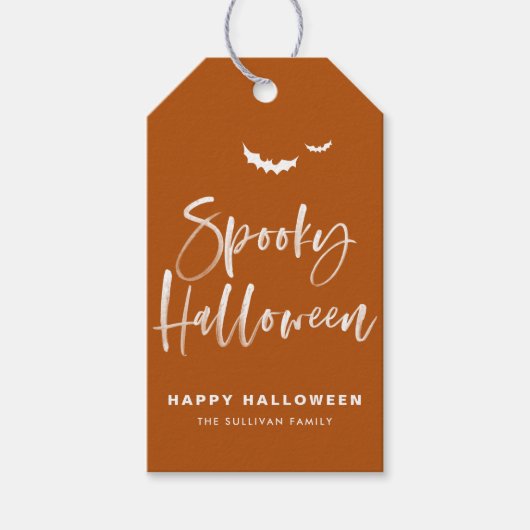 Étiquettes-cadeau Pinceau calligraphique Halloween ensorcelant orang (Devant)