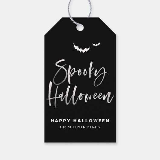 Étiquettes-cadeau Pinceau de calligraphie Halloween épouvantable noi (Devant)