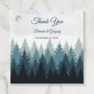 Étiquettes Cadeau Pine Arbre Aquarelle Forêt Mariage rustique
