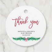 Étiquettes Cadeau Pine Branch Christmas Baby Shower  (Devant)
