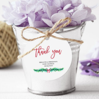 Étiquettes Cadeau Pine Branch Christmas Baby Shower 